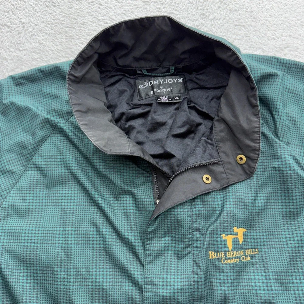 FootJoy DryJoys Mens XL Green Check Golf Jacket Blue Heron‎ Hills Country Club